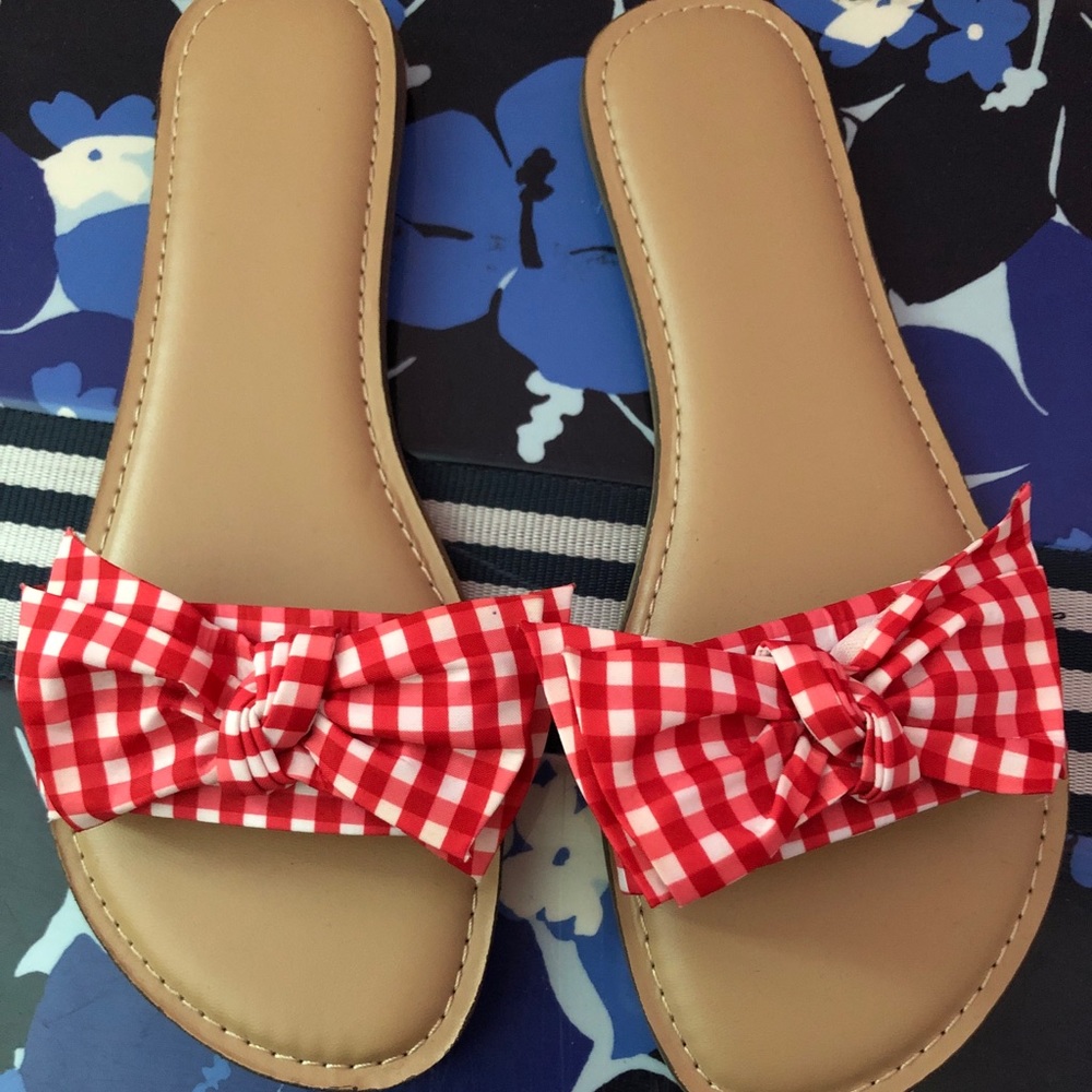 NWOT Red Gingham Sandals